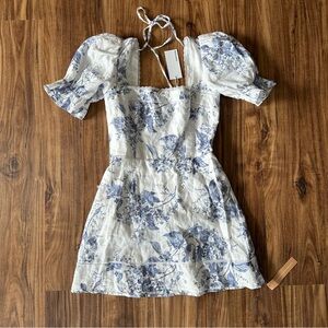 Reformation Evianna Floral Linen Mini Dress